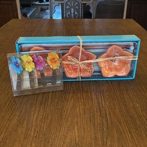 Floral Ceramic Tea Light Holders with Flower Spreaders